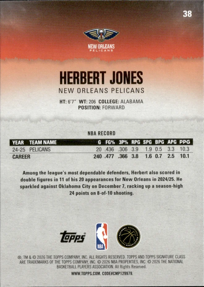 Herbert Jones card back