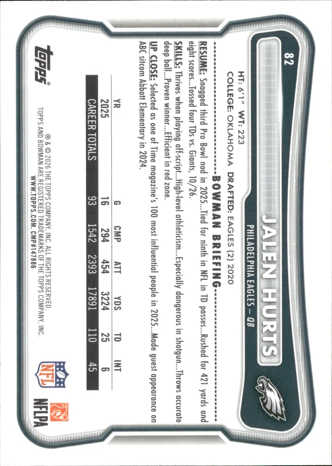 Jalen Hurts card back