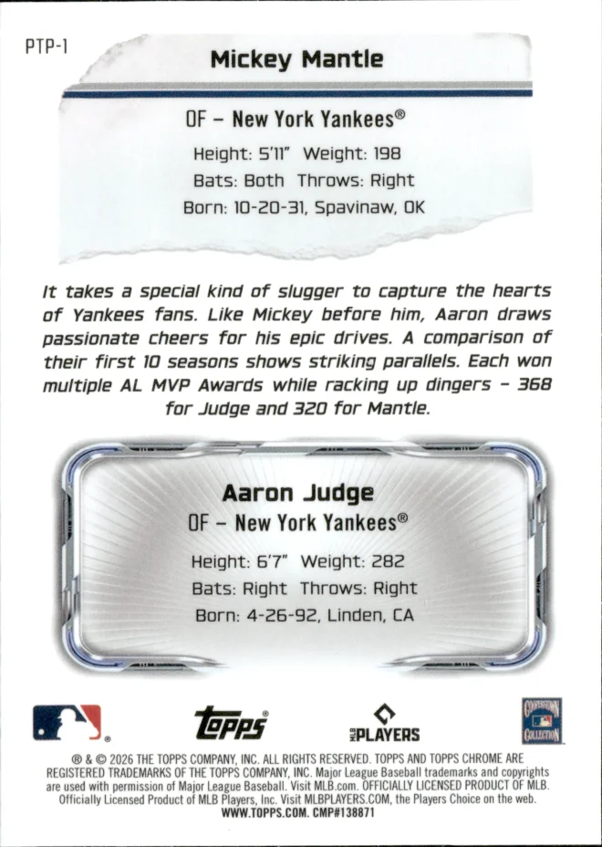 Mickey Mantle / Aaron Judge card back