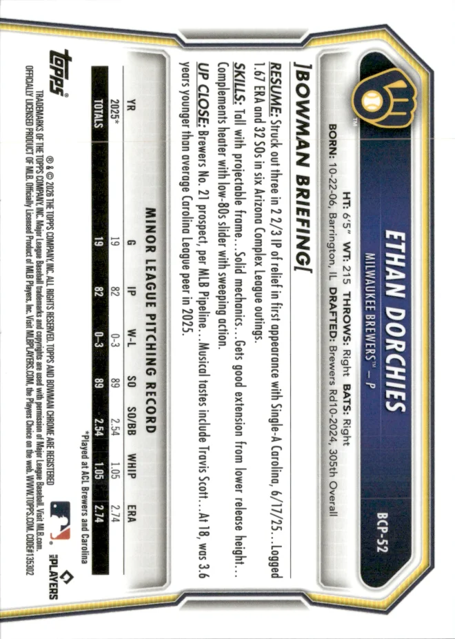 Ethan Dorchies card back