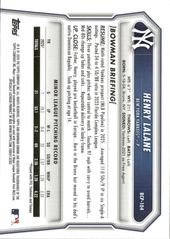 Henry Lalane card back