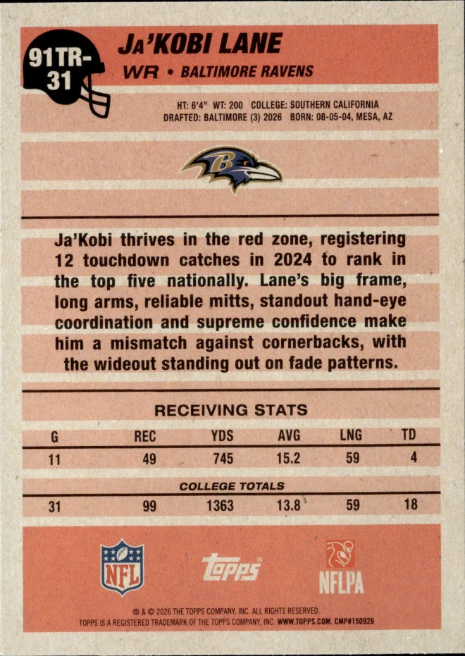 Ja'Kobi Lane card back