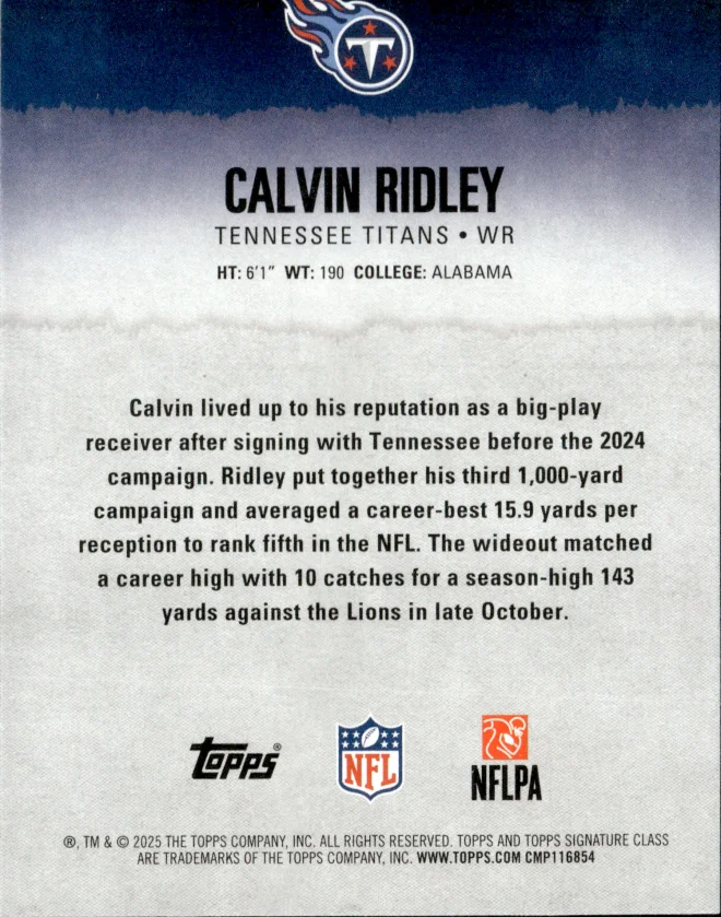 Calvin Ridley card back