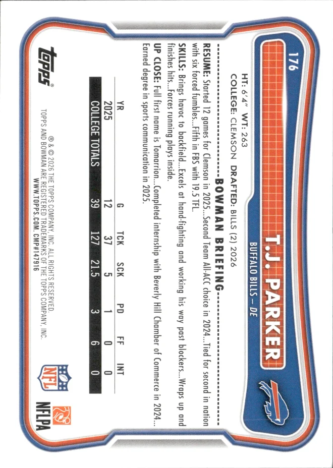 T.J. Parker card back