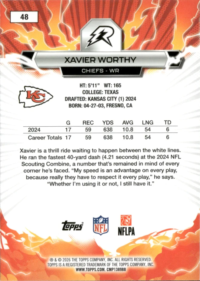 Xavier Worthy card back