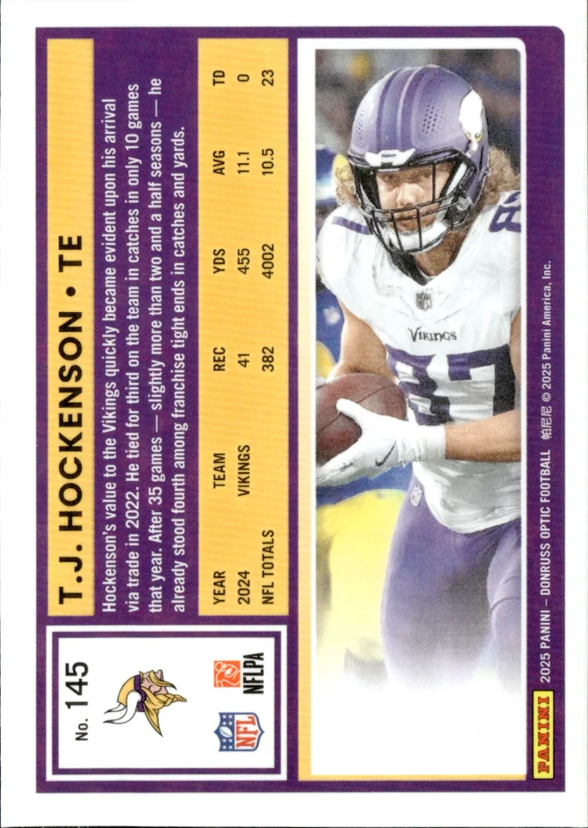 T.J. Hockenson card back
