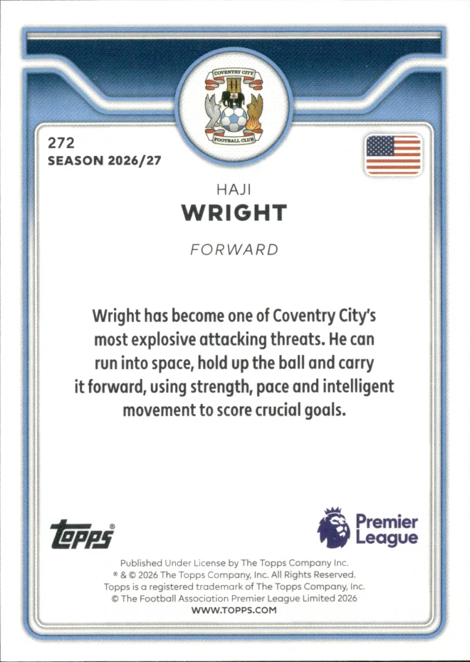 Haji Wright card back