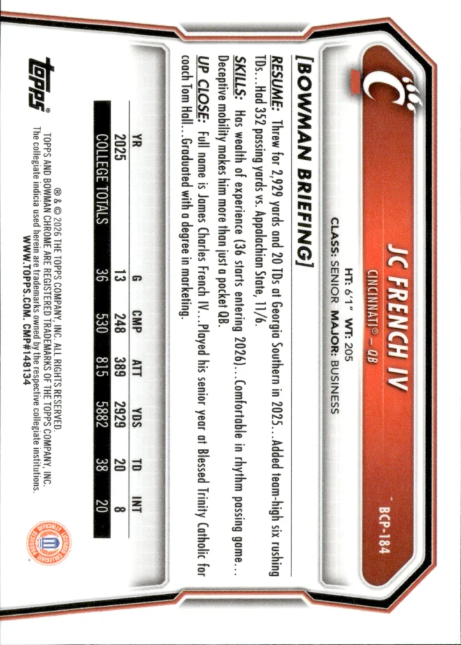 JC French IV card back