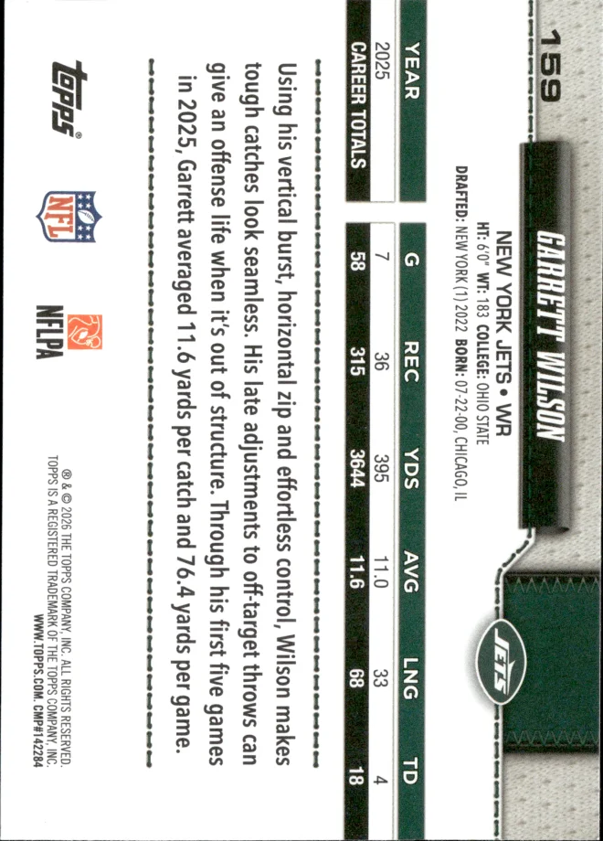 Garrett Wilson card back
