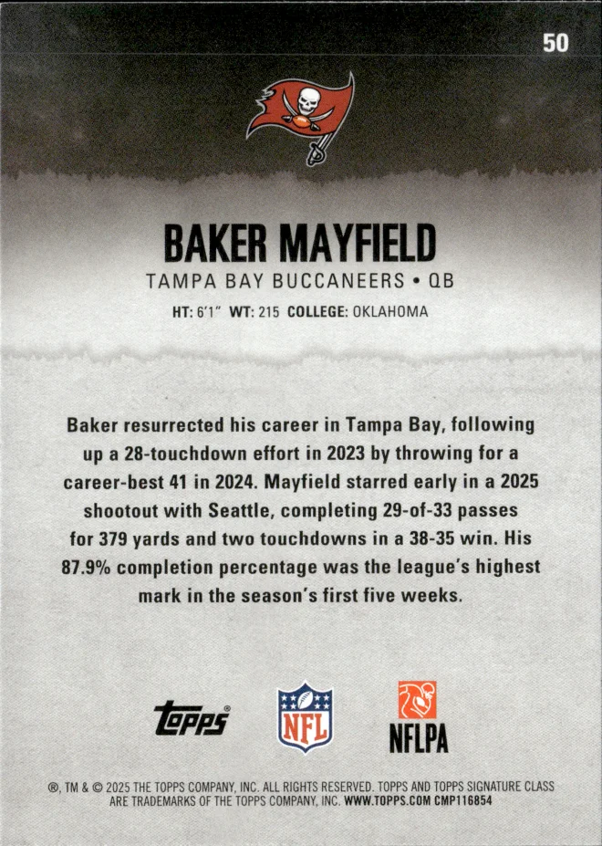 Baker Mayfield card back