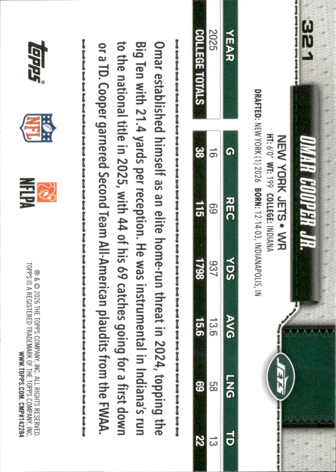 Omar Cooper Jr. card back