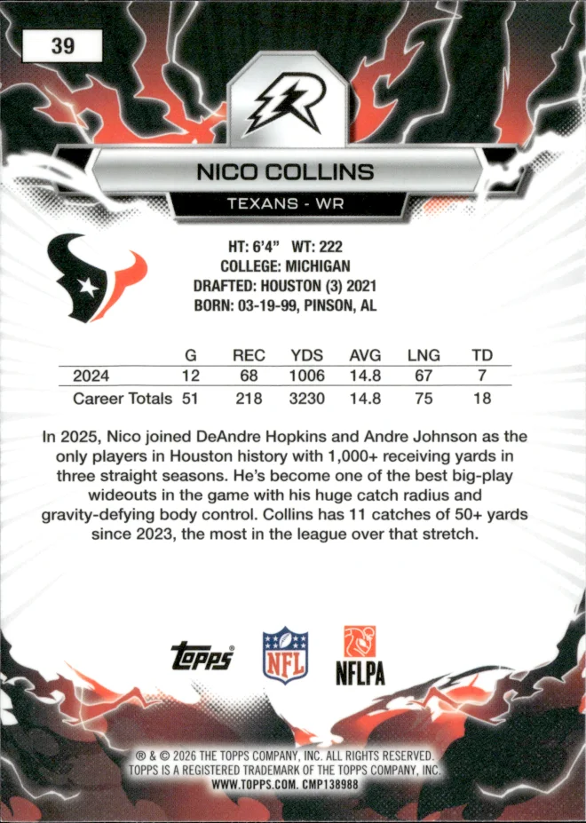 Nico Collins card back