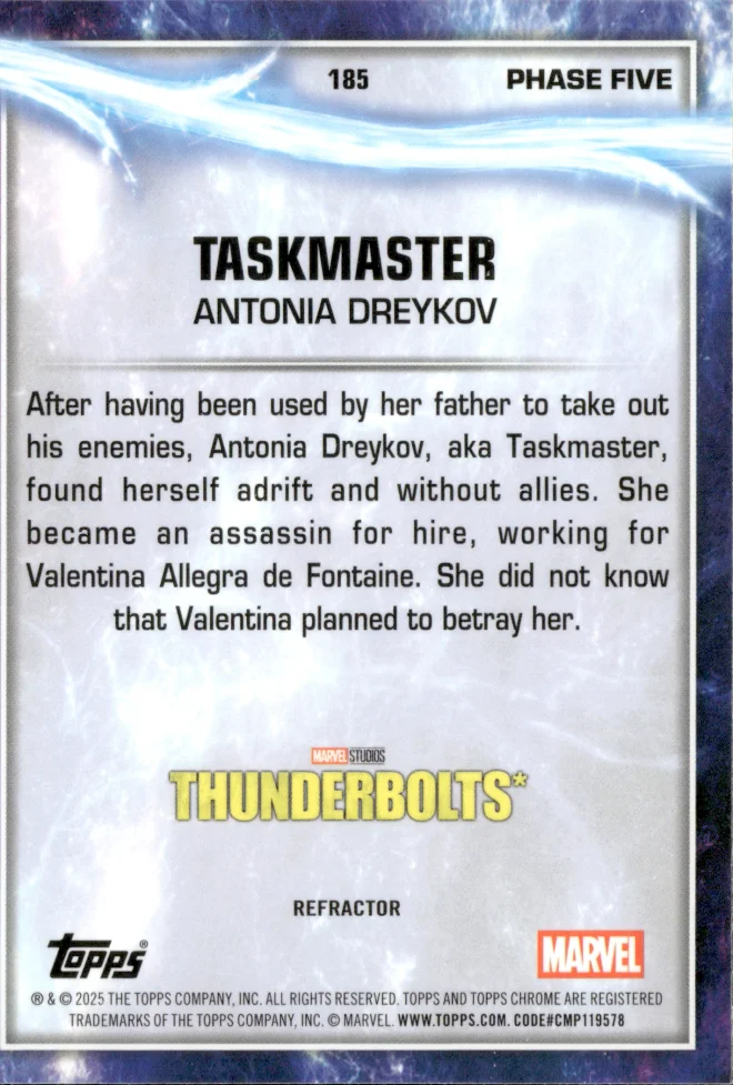 Antonia Dreykov / Taskmaster card back