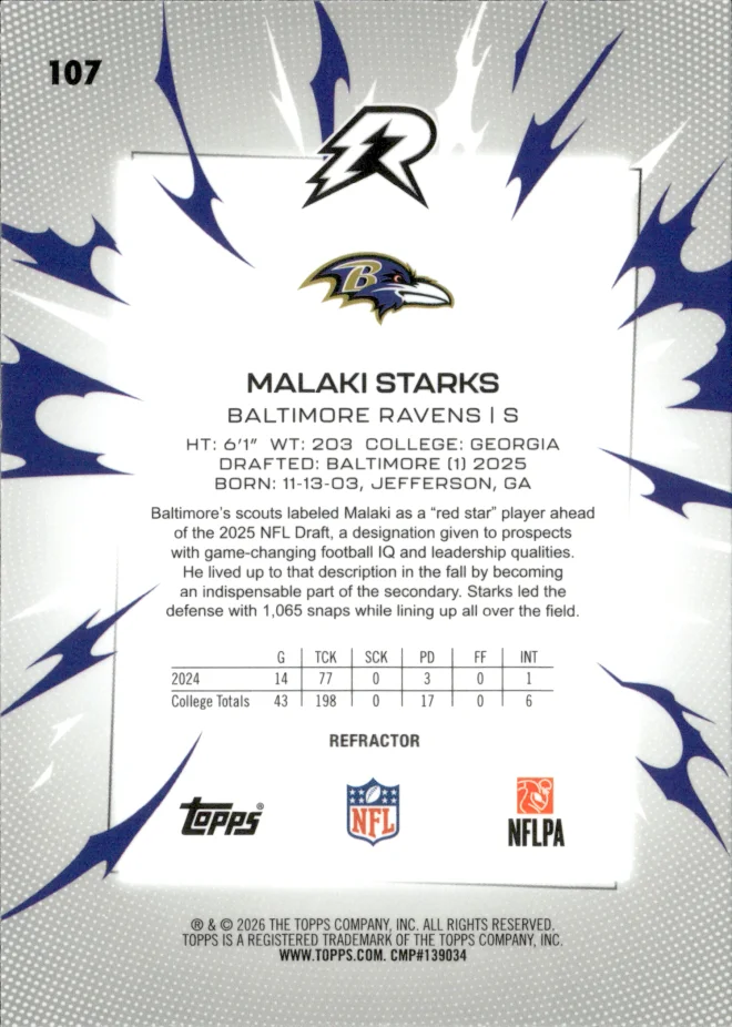 Malaki Starks card back