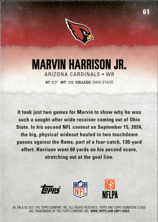 Marvin Harrison Jr. card back