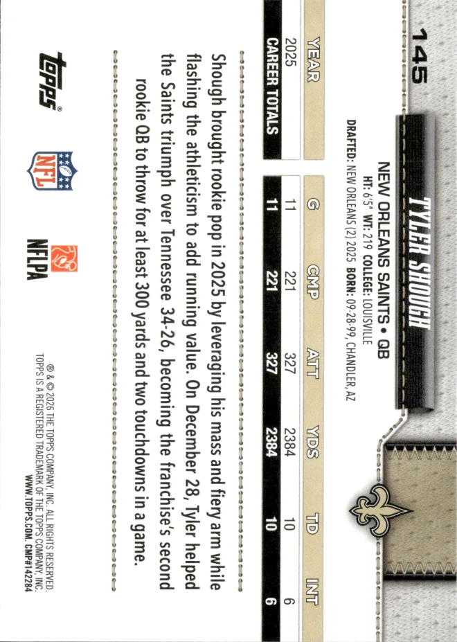 Tyler Shough card back