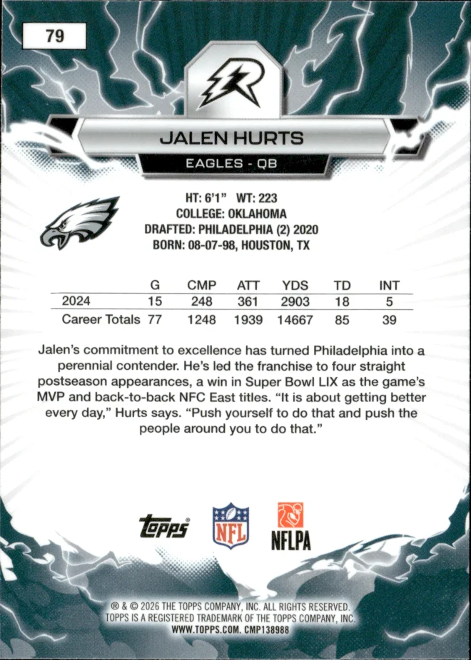 Jalen Hurts card back