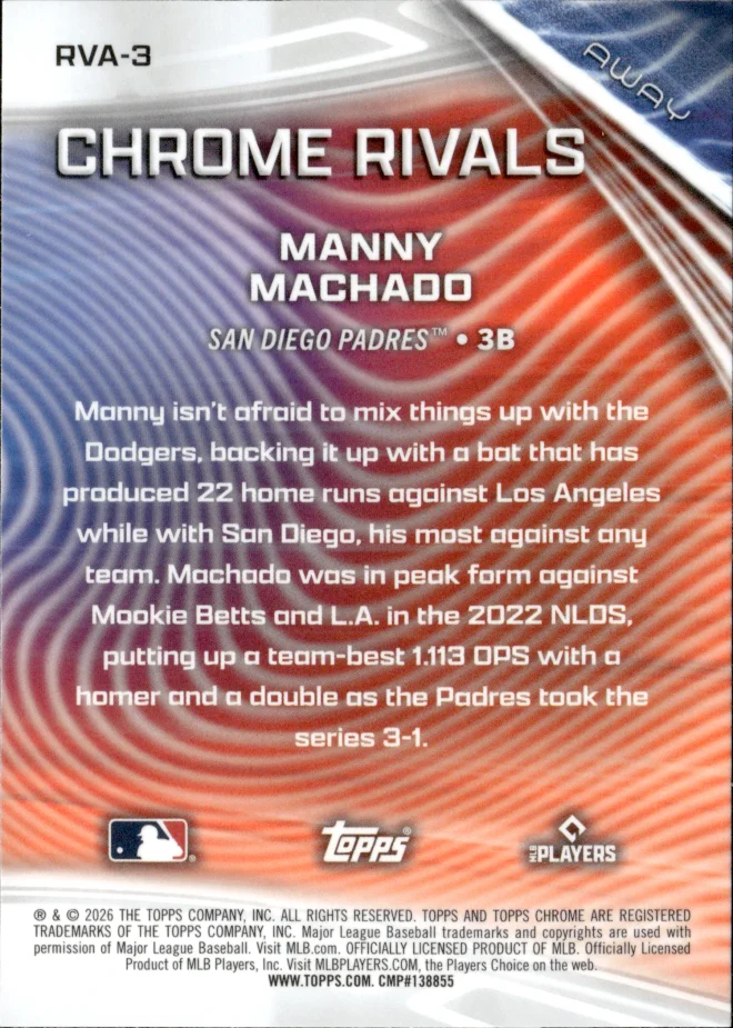 Manny Machado card back