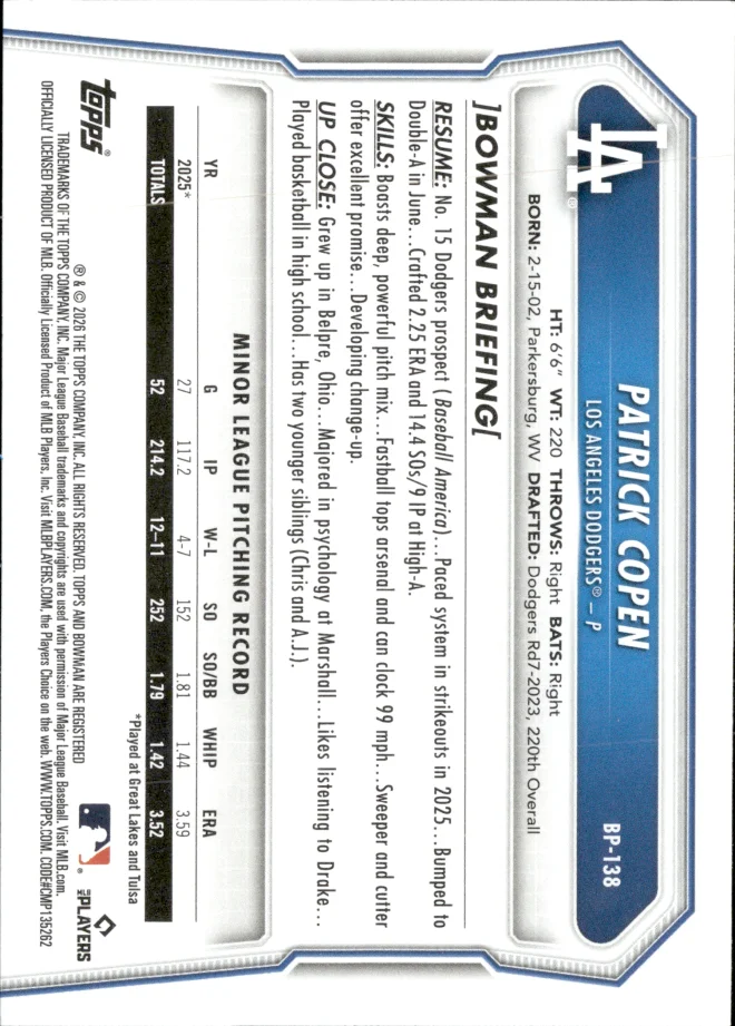 Patrick Copen card back