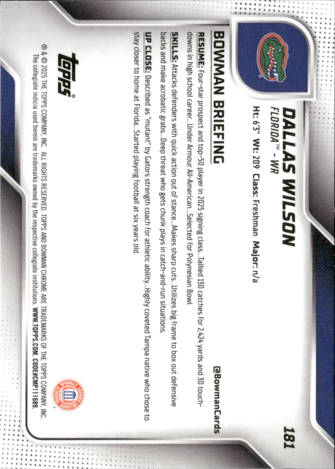 Dallas Wilson card back