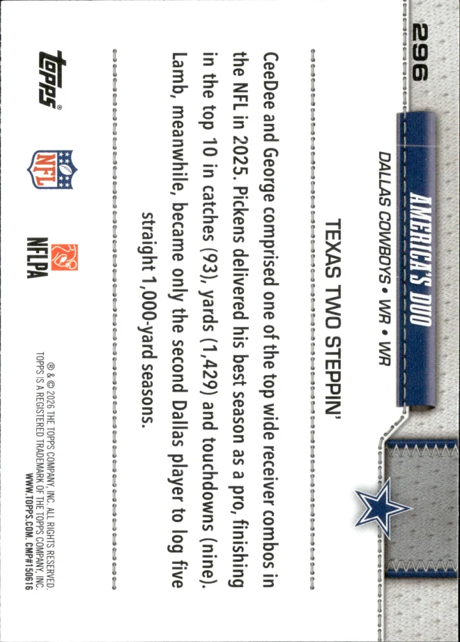CeeDee Lamb & George Pickens card back