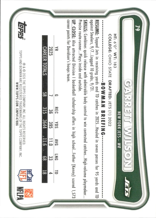 Garrett Wilson card back