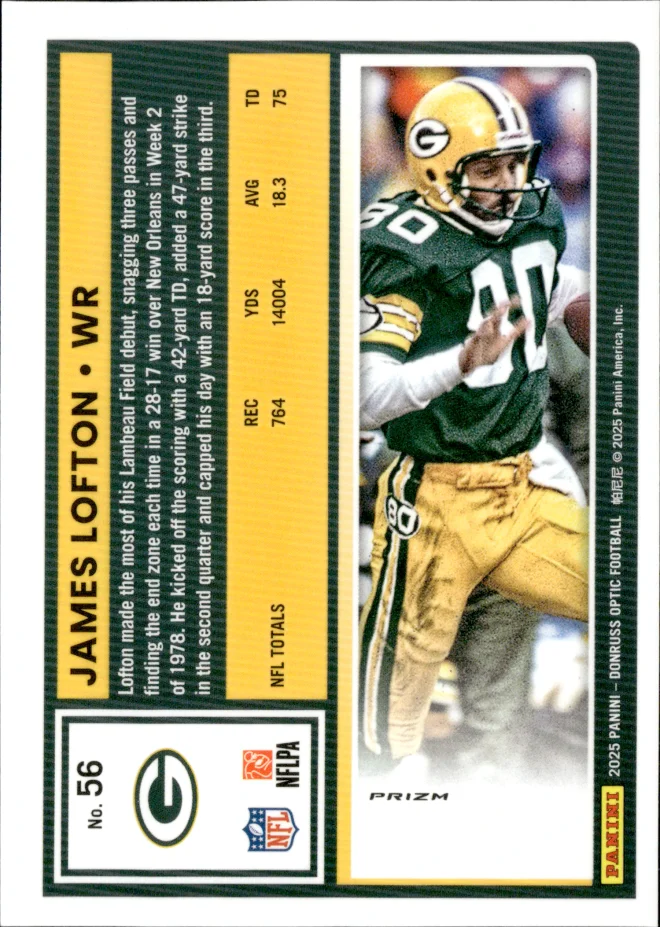 James Lofton card back