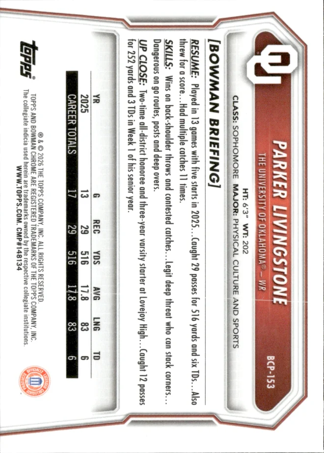 Parker Livingstone card back