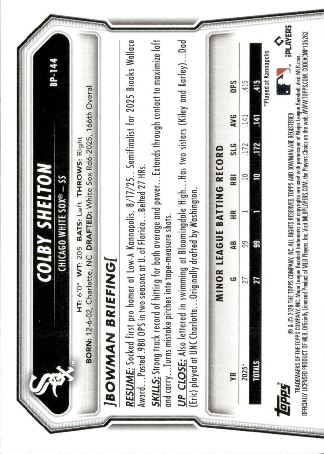 Colby Shelton card back