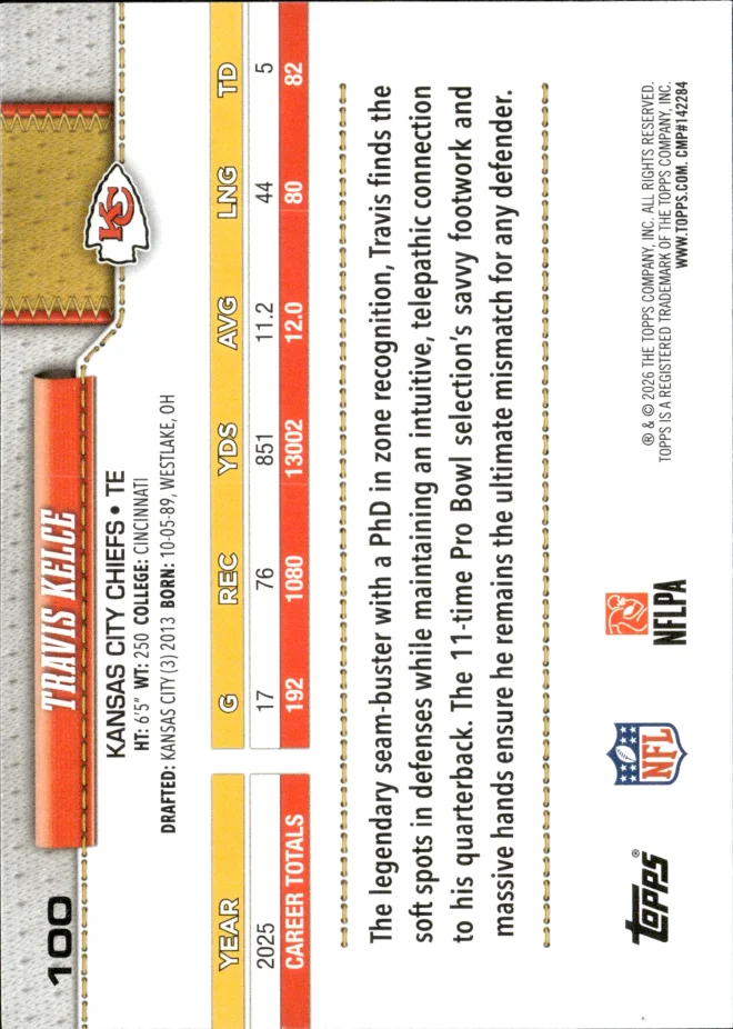 Travis Kelce card back