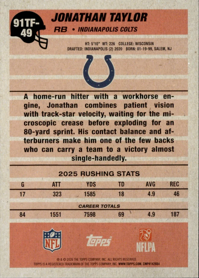Jonathan Taylor card back