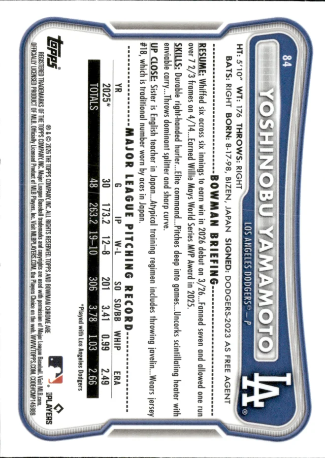 Yoshinobu Yamamoto card back