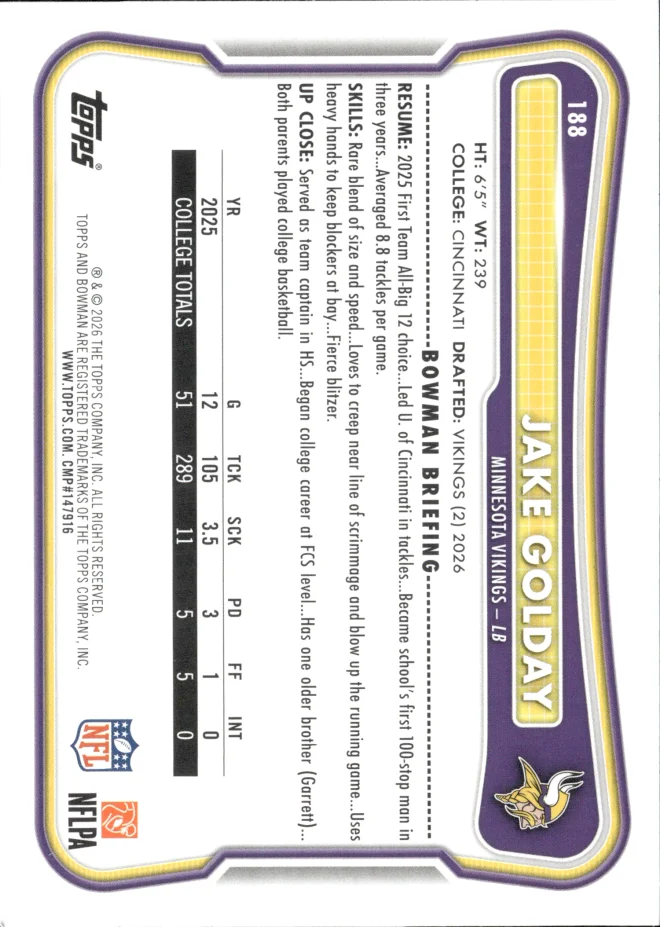 Jake Golday card back