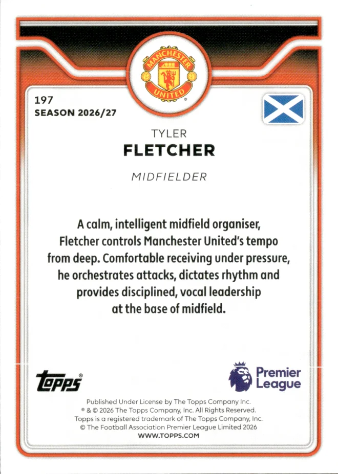 Tyler Fletcher card back