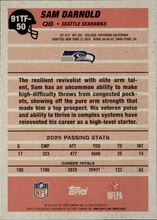 Sam Darnold card back