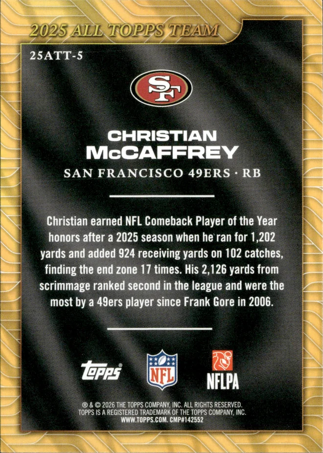 Christian McCaffrey card back