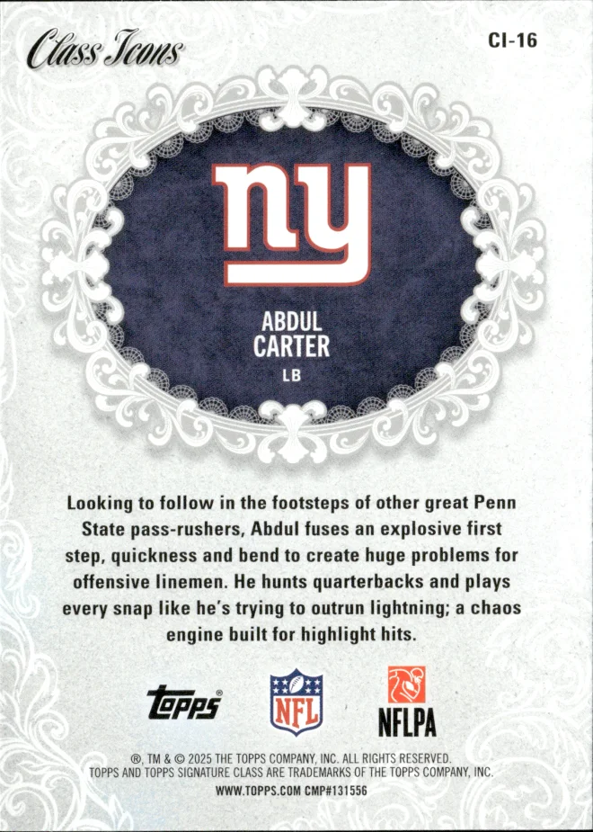 Abdul Carter card back