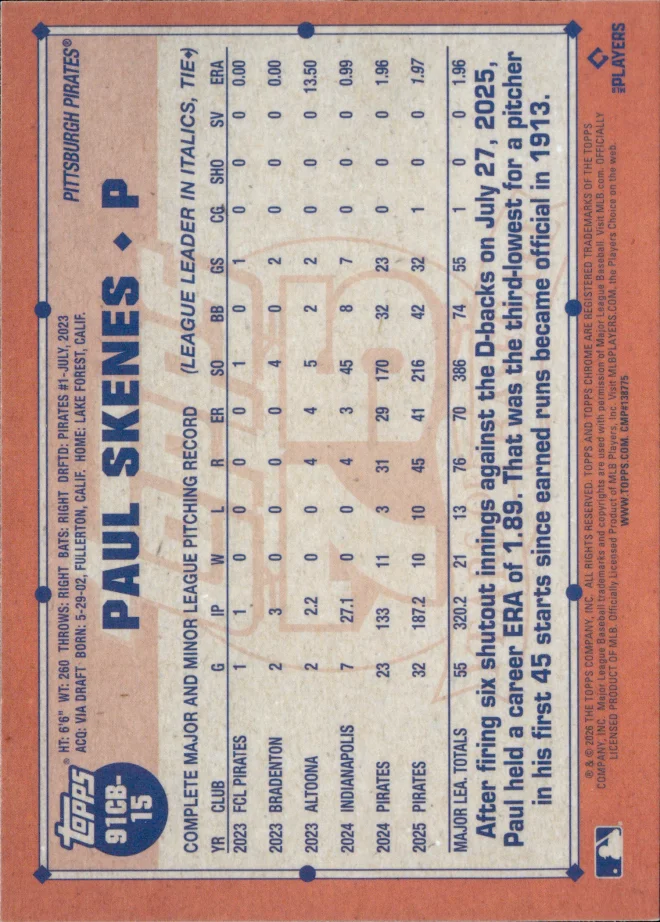 Paul Skenes card back