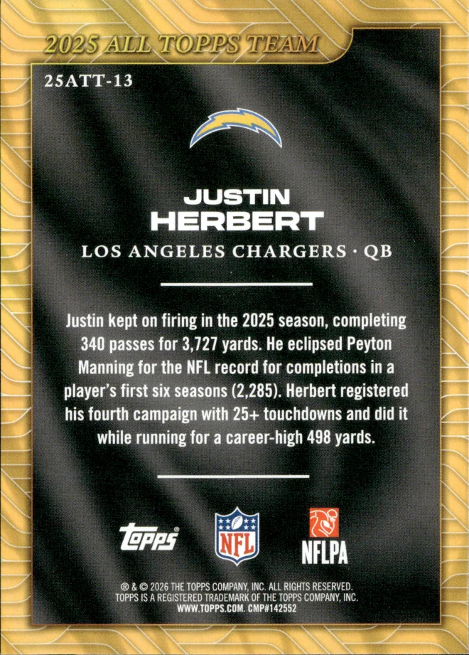 Justin Herbert card back