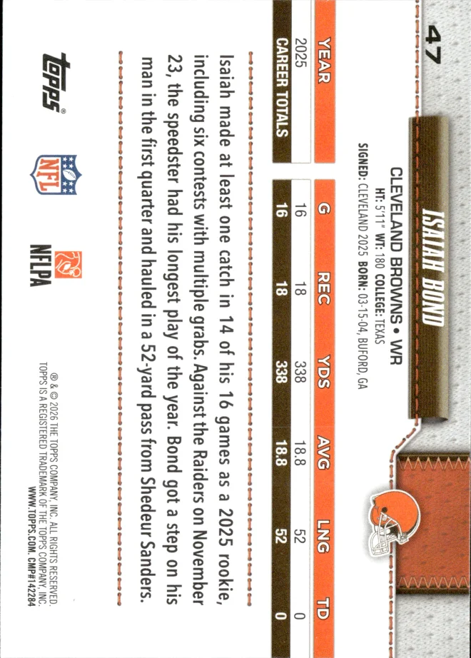 Isaiah Bond card back