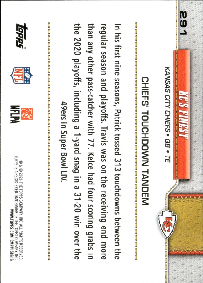 Patrick Mahomes / Travis Kelce card back