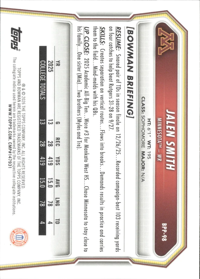 Jalen Smith card back