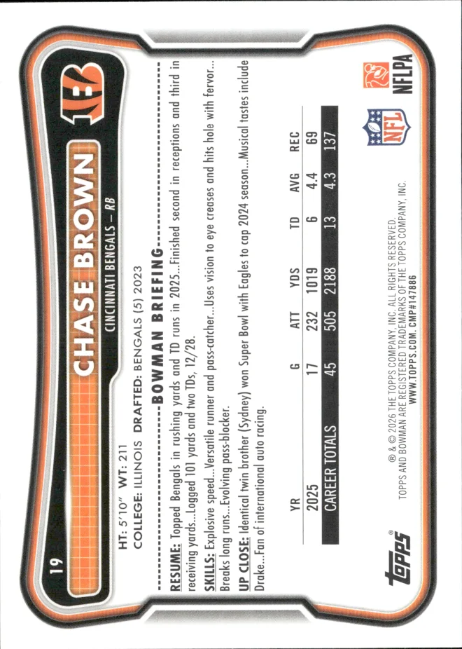 Chase Brown card back
