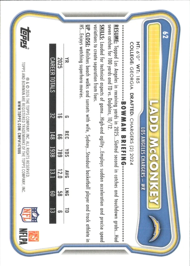 Ladd McConkey card back