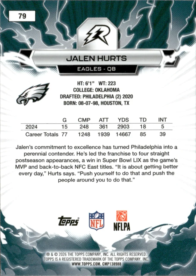 Jalen Hurts card back
