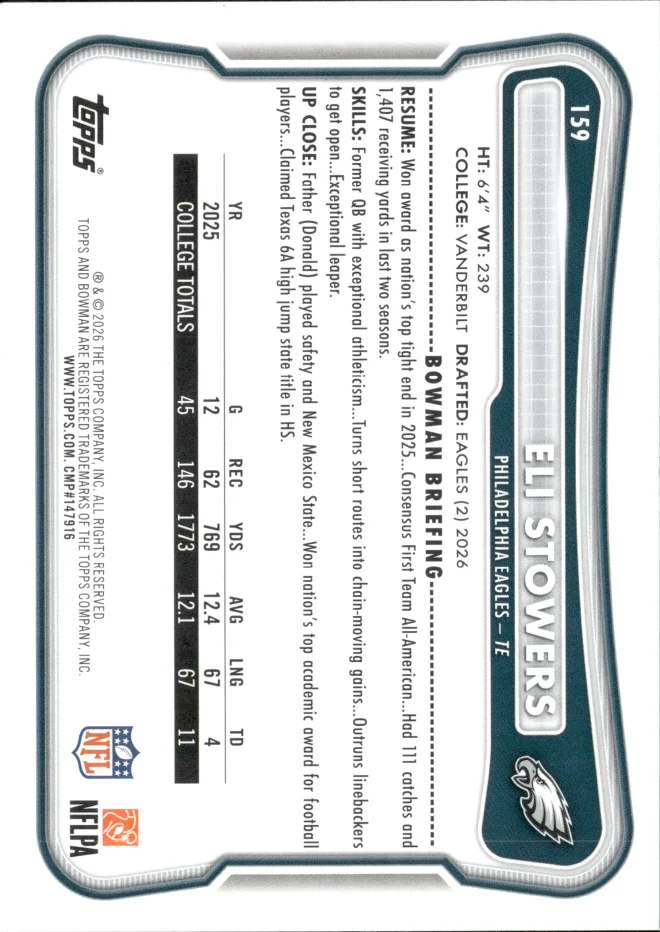 Eli Stowers card back