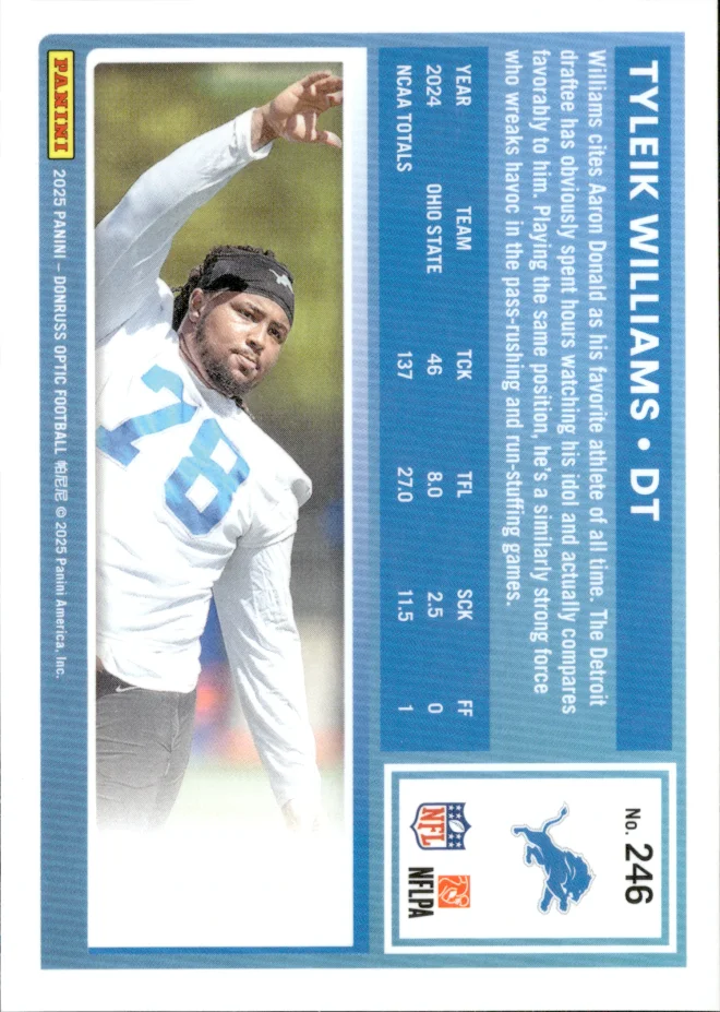 Tyleik Williams card back