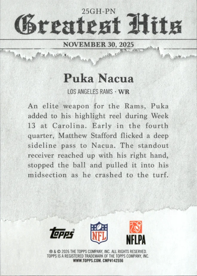 Puka Nacua card back
