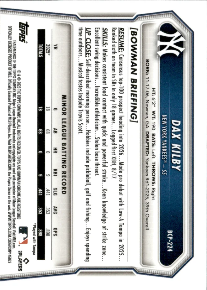 Dax Kilby card back