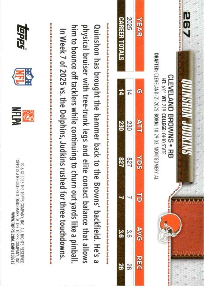 Quinshon Judkins card back